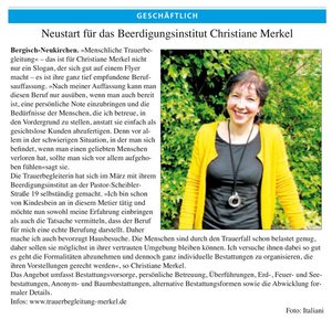 Christiane Merkel Beerdigungsinstitut Wochenpost